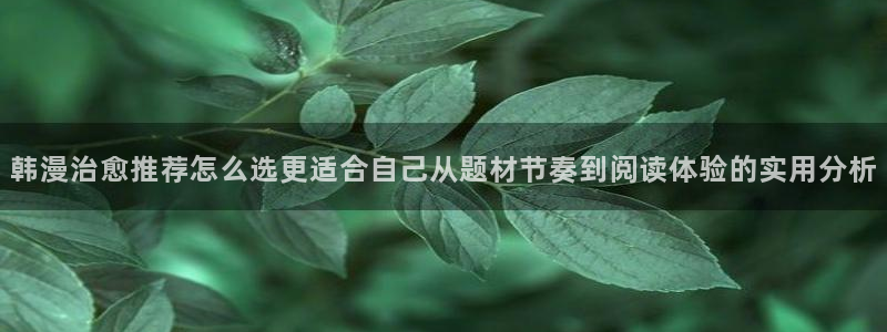 漫蛙漫画网站入口：韩漫治愈推荐怎么选更适合自己从题材节奏到阅读体验的实用分析